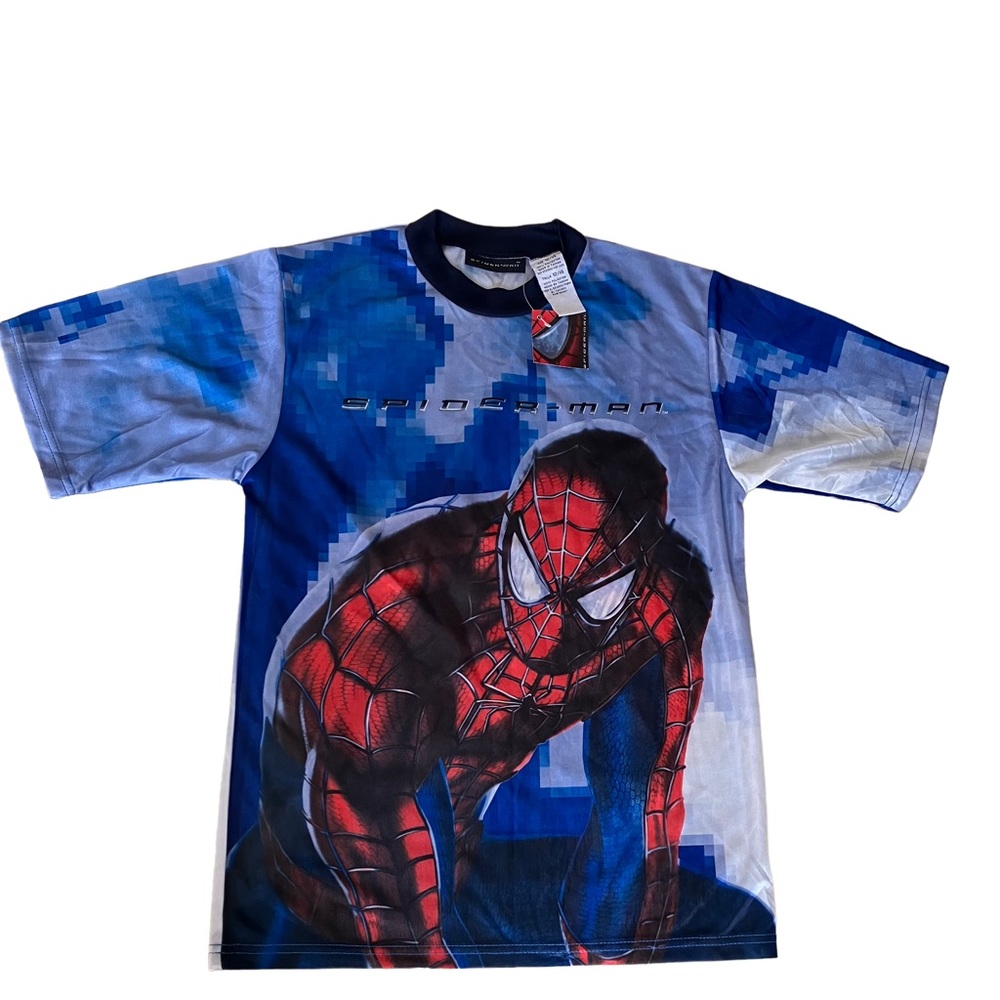 Boys Spider-Man Mesh Shirt Official Movie Merchandise 2002 NWT Sz 12/14 Vintage